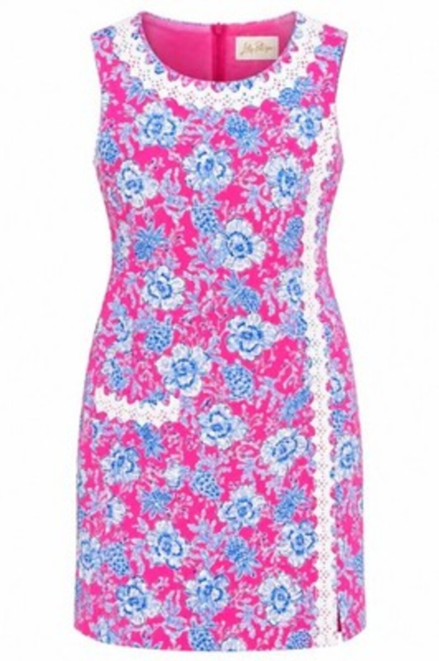 Lilly Pulitzer Ginge Shift Romper 8 Roxie Pink Wave N Sea Lace Dress Shorts M